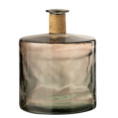 J-Line vaas Safari Breed - glas - lichtbruin - large - Ø 35 cm - vtwonen shop