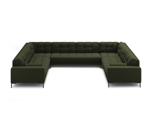 Cosmopolitan Design Panoramische bank Bali 9-zits, structurele stof, groente - 256x327x75cm