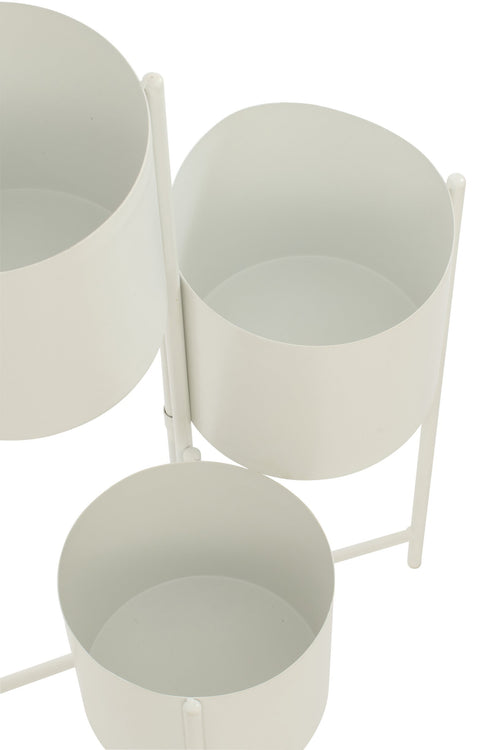 J-Line bloempot 3 Pots - ijzer - wit