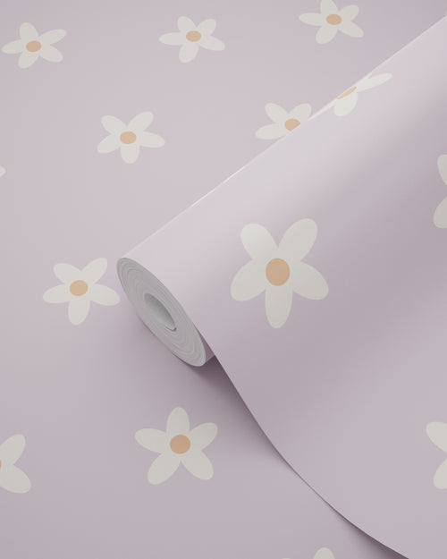 ESTAhome behang madeliefjes lila paars - 53 cm x 10.05 m - 131114 - vtwonen shop