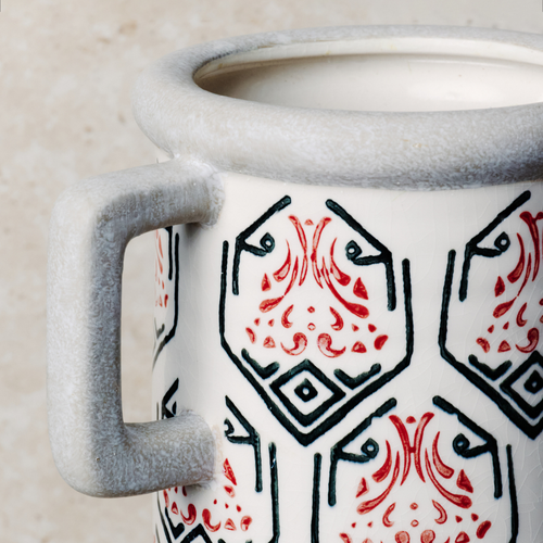 Sia Deco - Amaryllis Grote Vaas - Wit - Keramiek - H43.5 - vtwonen shop