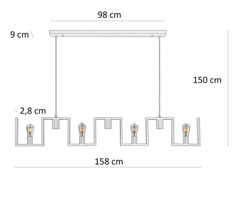 Ylumen hanglamp Row - 7 lichts - 158  x 150   cm - zwart - vtwonen shop