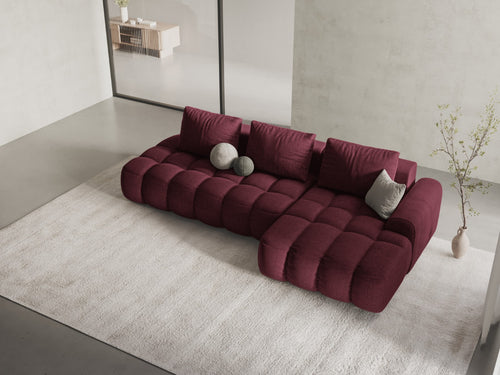 Cosmopolitan Design Converteerbare hoekbank rechts met opbergdoos Linz 3-zits, structurele stof bordeaux - 142x275x84cm