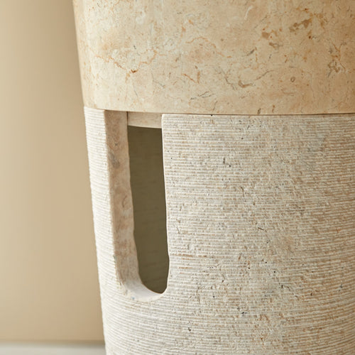 Tikamoon Staande marmeren wastafel in cream ∅ 40 cm - Beige
