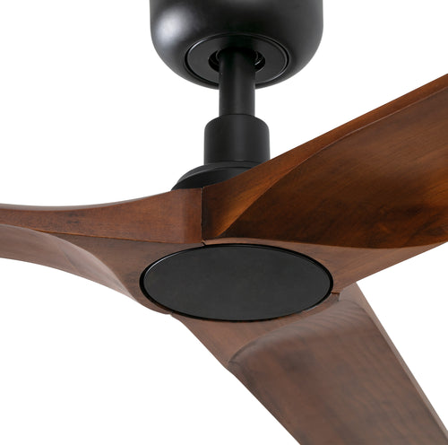 Faro Heywood Middelzwarte plafondventilator van donker hout met gelijkstroommotor, 6 snelheden