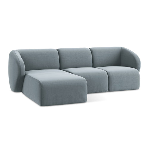LaMiaSofa hoekbank links Cervo - velours - lichtblauw - 248x166x82