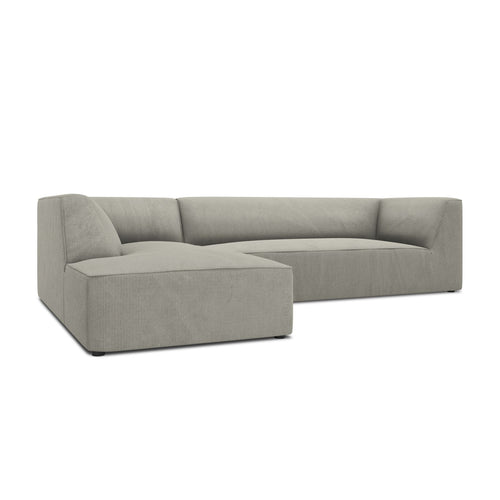 Cosmopolitan Design - Modulaire hoekbank links Siena 4-zits, ribfluwelen lichtgrijs - 180x273x69cm