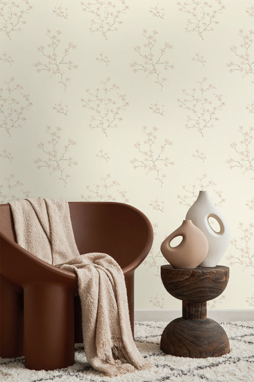 Origin Wallcoverings behang bloesemtak beige en roze - 53 cm x 10,05 m - 346545 - vtwonen shop