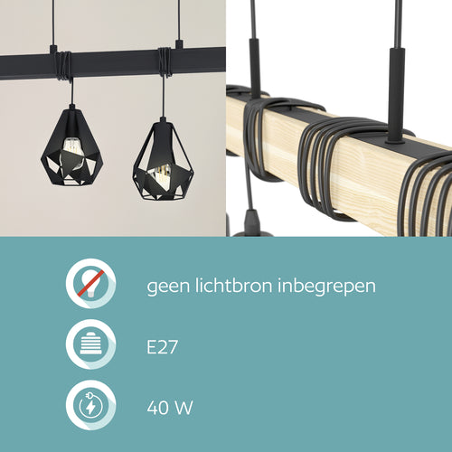 EGLO hanglamp Townshend 7 - e27 - zwart