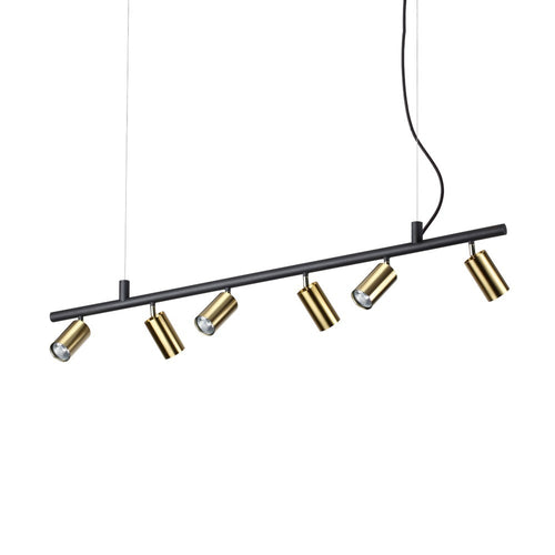 Ideal Lux DYNAMITE - Indoor Spotlight Plafond Hanglamp 6 Lichts Messing Satijn, GU10