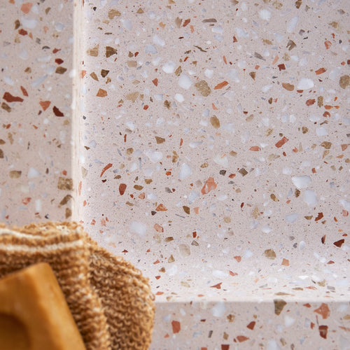 Tikamoon Badkamermeubel van massief eiken en roze premium terrazzo 80 cm - Roze