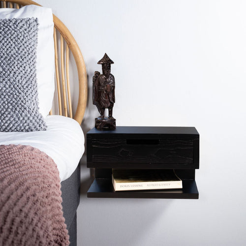 Giga Meubel Nachtkastje  - Zwart - Eikenhout - 35x20x20cm - vtwonen shop