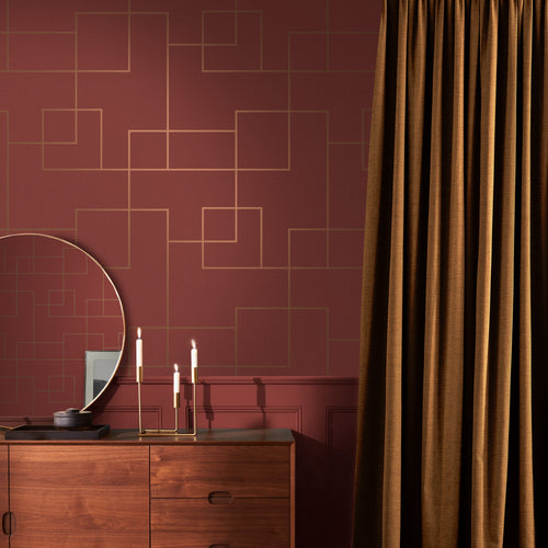 Graham & Brown Vliesbehang - Primo Geometrisch Alizarinerood