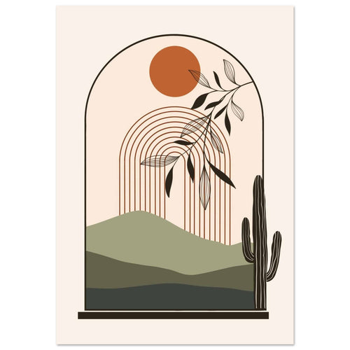 Artfulprints Poster met Lijst Boho – Desert window   - 30x40 cm - Meerkleurig