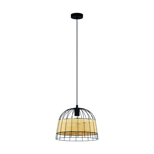 EGLO hanglamp Anwick - e27 - ø 37 cm - zwart/rotan