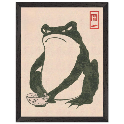Artfulprints Poster met Lijst Matsumoto Hoji - Frog I   - 30x40 cm - Groen
