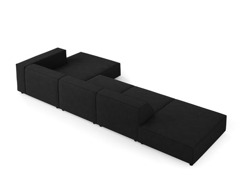 Cosmopolitan Design rechter hoekbank Arendal 5-zits, chenille met ribbeleffect, zwart - 166x341x70cm