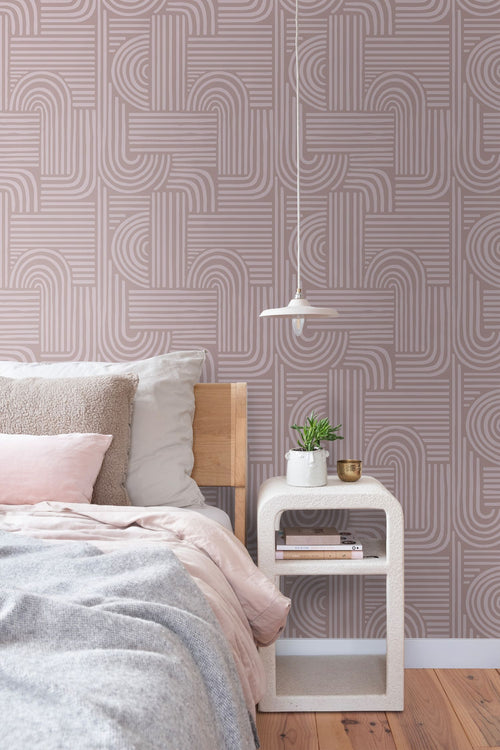 ESTAhome behang grafisch 3D motief licht mauve paars - 50 x 900 cm - 131488 - vtwonen shop