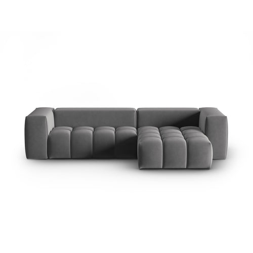 Cosmopolitan Design - Modulaire hoekbank rechts Verona 3-zits, flueel warm grijs - 145x260x70cm