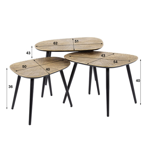 Giga Meubel Salontafel Ray Metal - Brons Metaal - Set van 3
