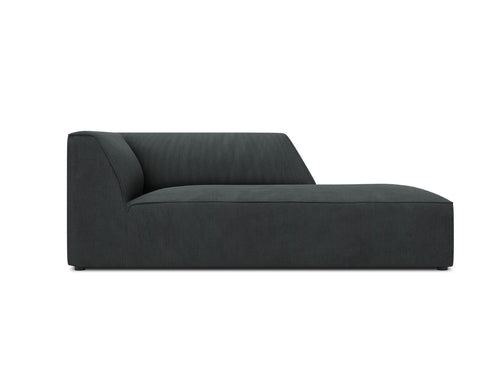 Micadoni rechter chaise longue Ruby ribfluwelen, zwart - 180x93x69cm