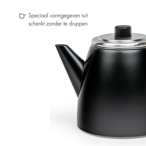 Bredemeijer - Dubbelwandige theepot Odense - 1,1 liter - Mat zwart - Met filter - vtwonen shop