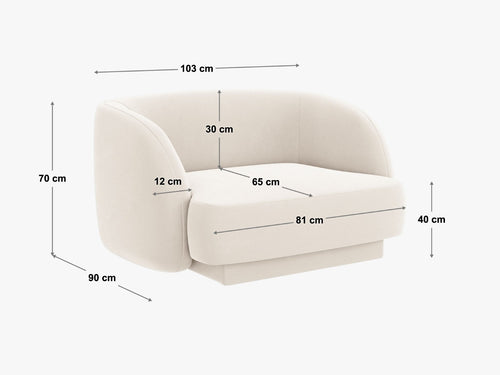 Micadoni Fauteuil Miley structurele stof geld - 90x103x70cm