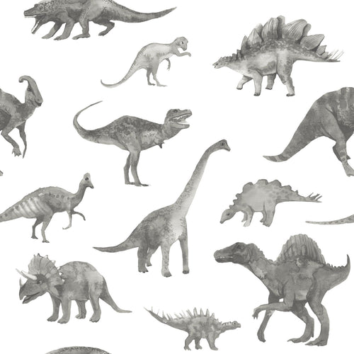 ESTAhome behang dinosaurussen grijs - 50 x 900 cm - 131203