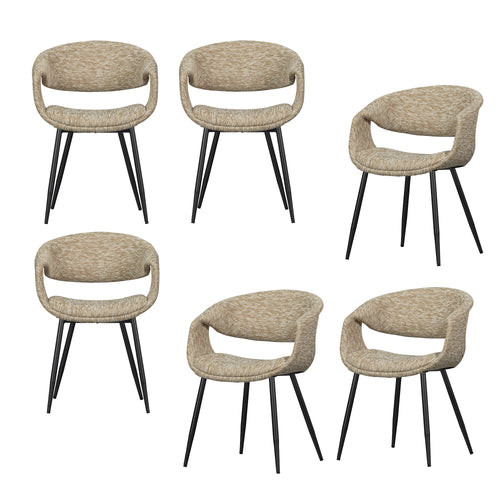 WOOOD eetkamerstoelen Yossi Metalen Zwarte Poot - Zand - Set van 6