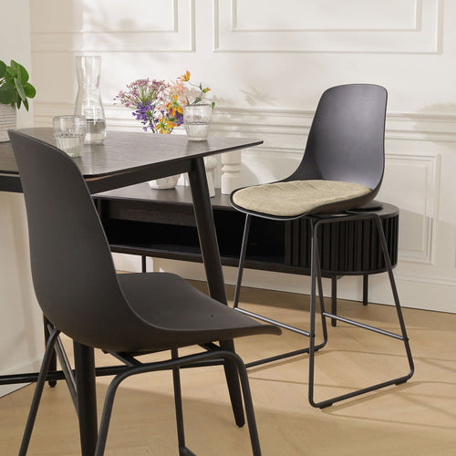 Nolon Nino-Liv Barkruk Zwart met Nougatbruin Zitkussen Zwart Onderstel 65 Cm