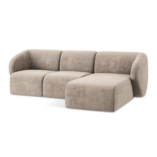 LaMiaSofa hoekbank rechts Cervo - chenille stof - donkerbeige - 248x166x86