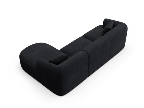 Cosmopolitan Design Modulaire hoekbank rechts Campi 4-zits, ribfluwelen zwart - 156x256x70cm