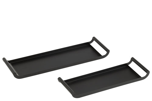 J-Line plateau Rechthoek  - metaal - polyresin - 2 stuks