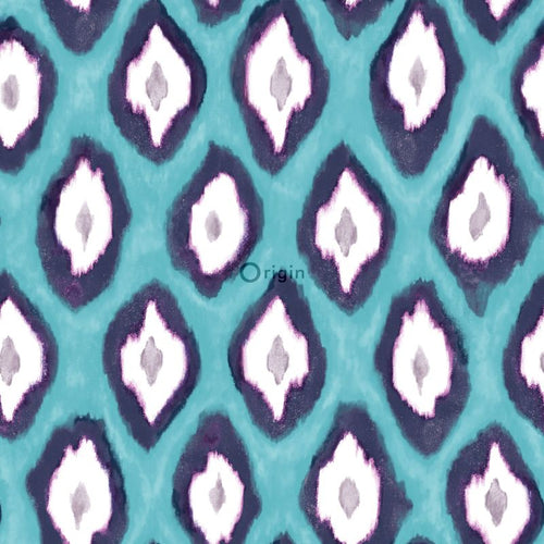 Origin Wallcoverings behang ikat motief turquoise - 53 cm x 10,05 m - 346917 - vtwonen shop