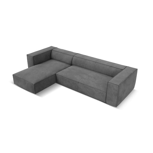 Cosmopolitan Design - Linker hoekbank Turin 5-zits, structurele stof grijs - 173x290x68cm