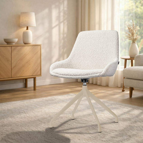Nolon Nola-Isa draaibare eetkamerstoel bouclé beige beige onderstel