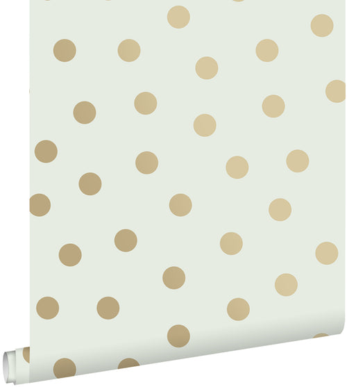 ESTAhome behang stippen gebroken wit en goud - 53 cm x 10.05 m - 139243