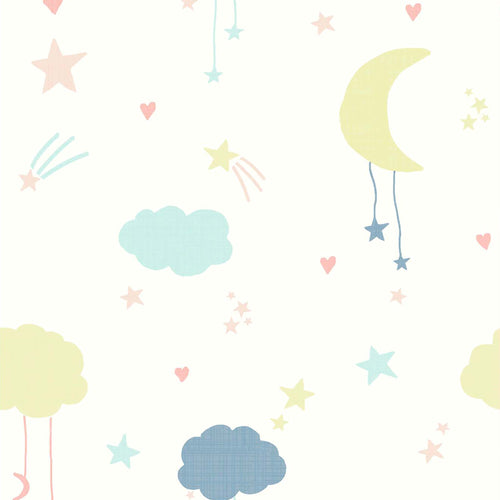 Next vliesbehang Moon & Stars Pastel 10mx52cm
