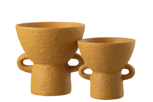 J-Line vaas Zenia - keramiek - oker - large - Ø 25 cm - vtwonen shop