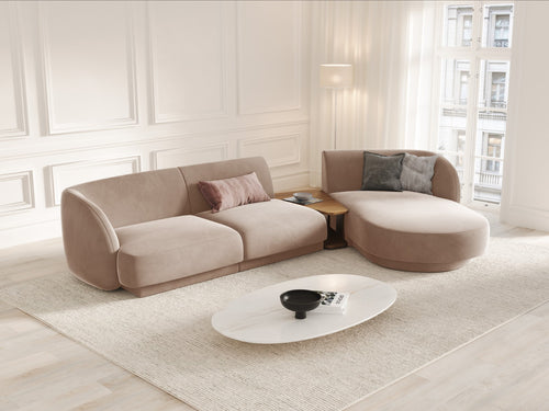 Micadoni Rechte modulaire bank Miley 3-zits, flueel, cappuccino - 178x303x70cm