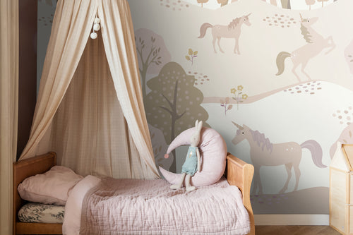 ESTAhome fotobehang unicorns beige en zacht roze - 200 x 279 cm - 159238 - vtwonen shop