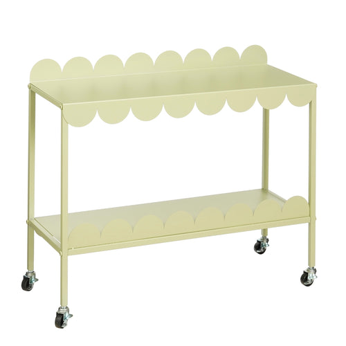 Mica Decorations Steffano Plantentafel op Wielen - L79 x B28 x H67 cm - Metaal - Lichtgroen