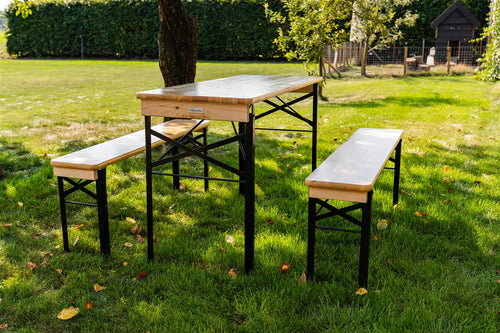 MaximaVida inklapbare picknicktafel Berlijn 120 x 50 cm 3-laags blanke lak - FSC hout