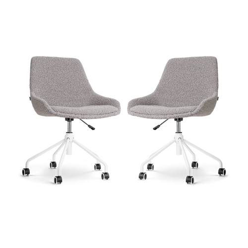Nolon Nout-Isa Bureaustoelen Set van 2 - Bouclé Taupe - Wit - vtwonen shop