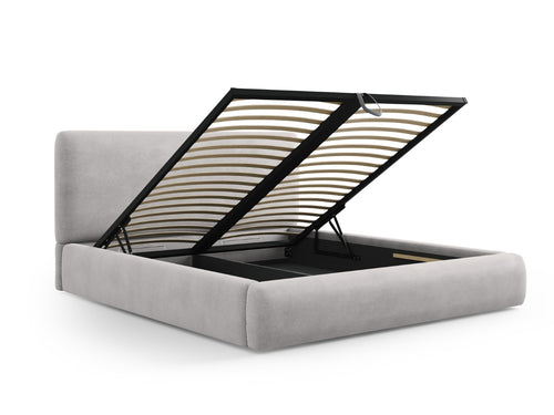 Cosmopolitan Design Opbergbed met hoofdeinde Colonel 160x200cm, chenille, lichtgrijs - 220x180x100cm