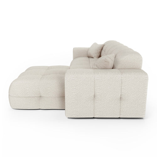 Premium Interiors - Rechthoekige hoekbank COCOON - bouclé-stof crème 230cm
