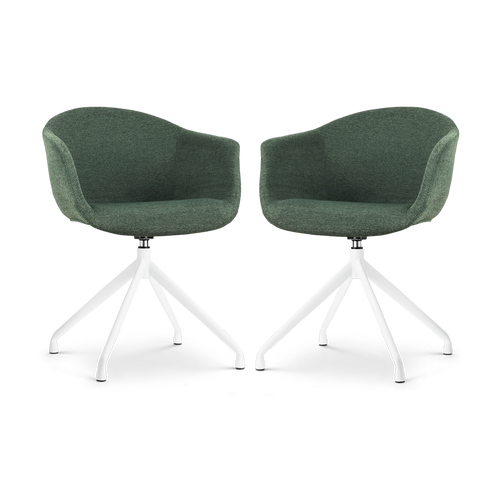 Nolon Nola-Otis Draaibare Eetkamerstoelen Set - Donkergroen - Wit