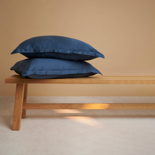 Coco & Cici - Tencel Sateen Kussensloop 70 x 50 cm - Kussenhoes - Lyocell - Extra Zacht & 100% Natuurlijk - Blauw - Zonder Volant