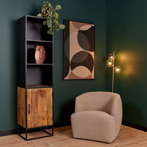 StarFurn Boekenkast Oakland - Zwart Hout - 50x40x200cm
