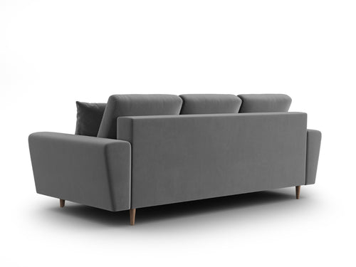 Cosmopolitan Design Slaapbank met opbergdoos Kyoto 3-zits, flueel lichtgrijs - 100x235x88cm
